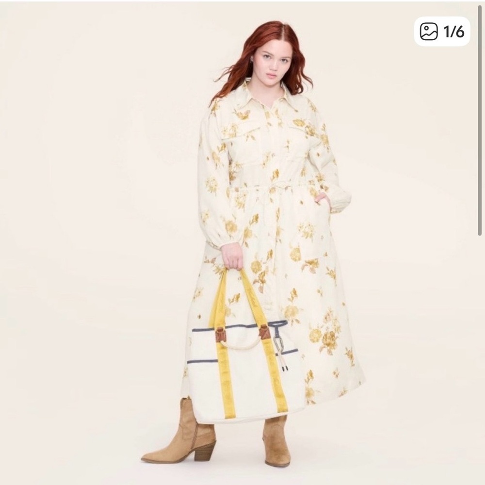 Woolrich Floral Utility Midi Dress with Yellow Accents